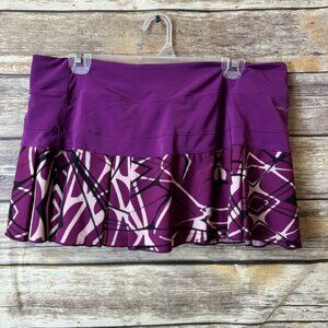 Nike Dri Fit Tennis Skirt Skort L Large Purple Printed Skort Built in Shorts